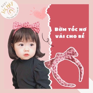 Bờm tóc nơ vải họa tiết trái tim dễ thương cho bé gái 035