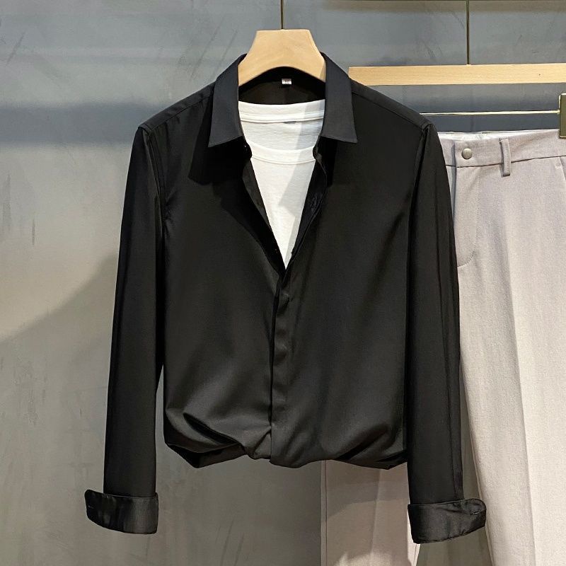 Áo Sơ Mi Nam Dài Tay Màu Xanh Lá Đậm Phong Cách Hàn Quốc Mới