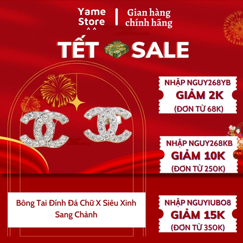 Bông Tai Đính Đá Chữ X Siêu Xinh Sang Chảnh