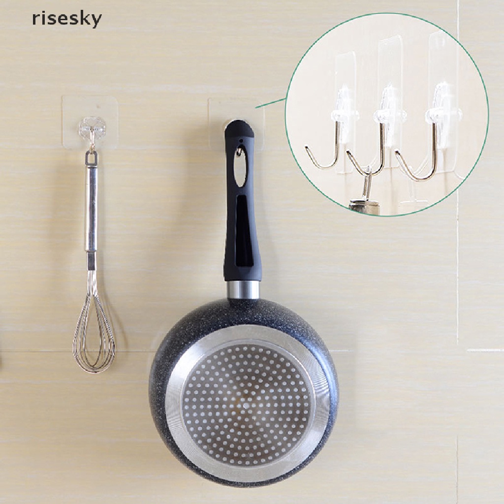 Set 5 Móc Treo Đồ Gắn Tường Trong Suốt Chống Nước Không Để Lại Dấu Vết Có Thể Tái Sử Dụng ♨Trên đó
