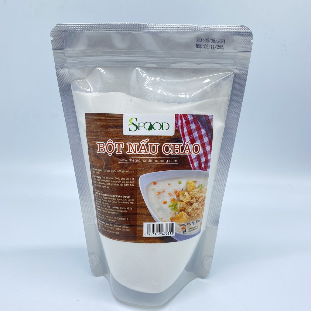 Bột nấu cháo pha sẵn Sfood 500gram, thơm ngon và tiện lợi