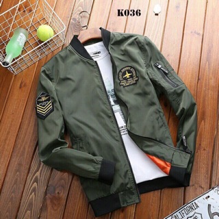 Áo khoác kaki bomber thêu máy bay đẹp