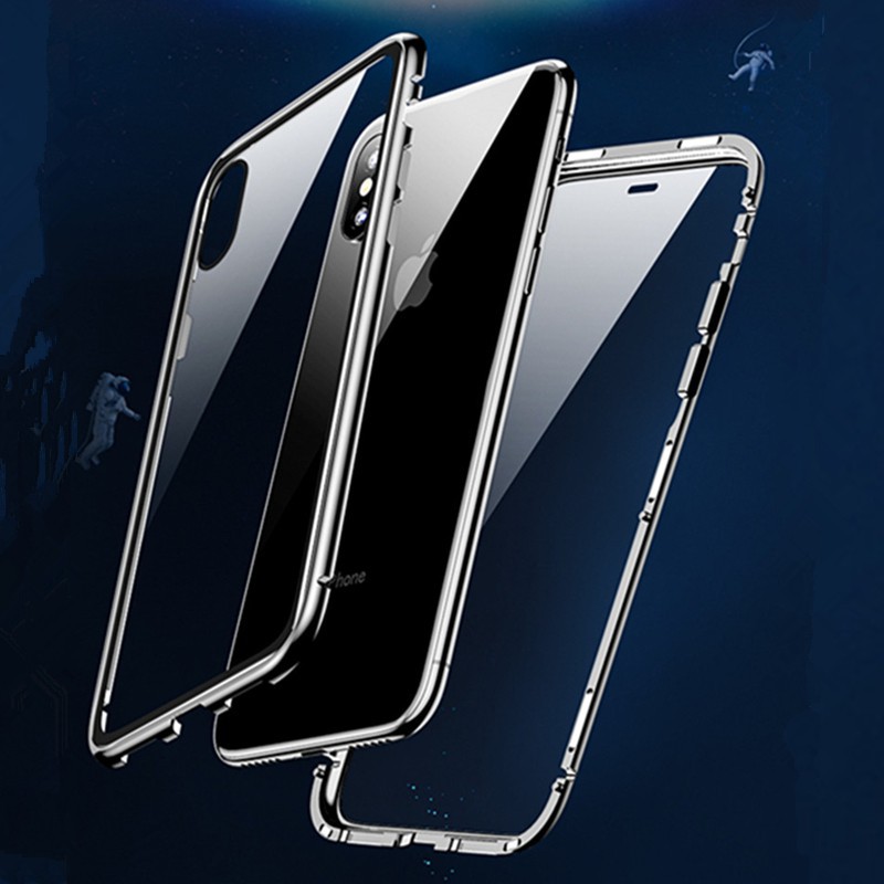 Ốp điện thoại mặt kính hít nam châm tiện lợi dành cho Apple iPhone 6 6s 7 8 Plus X XR XS Max