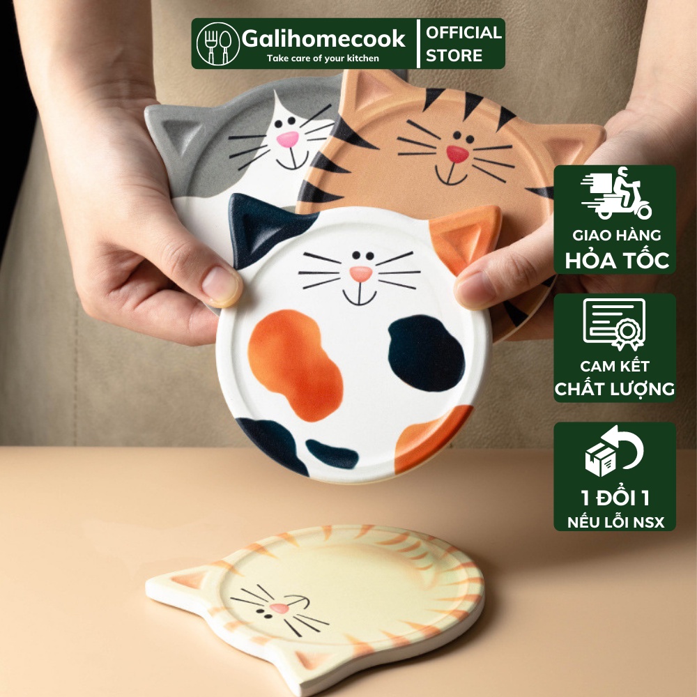 Đế lót ly, tấm lót cốc thấm nước dễ thương bằng gốm cao cấp | Galihomecook