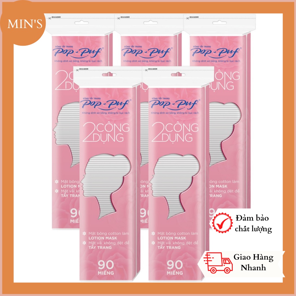 Bông Tẩy Trang Pop Puf Bịch 90 + 30 miếng tặng giá ko đổi Siêu Mềm Mịn