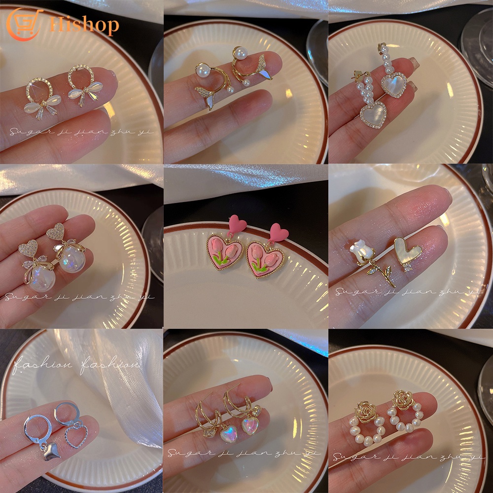 bông tai nữ Hàn Quốc thời trang cá tính trẻ trung và vật liệu hợp kim giá rẻ nhiều phong cách