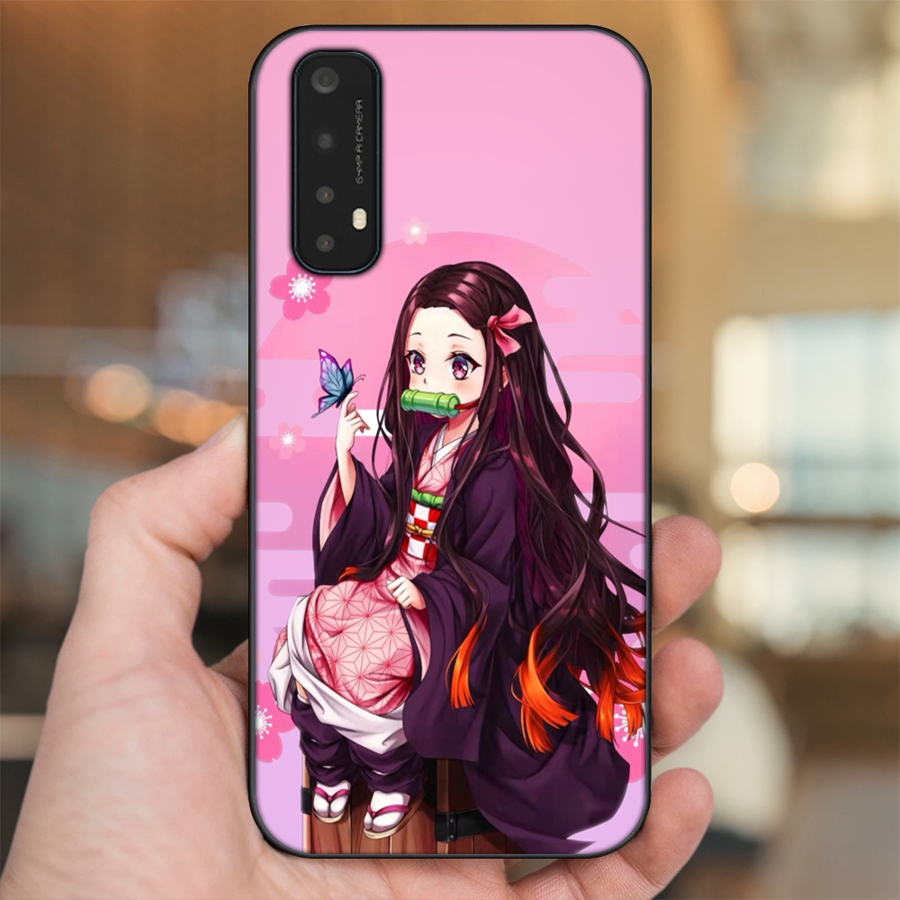 Ốp lưng Realme 7 viền đen in hình Nezuko Kimetsu no Yaiba