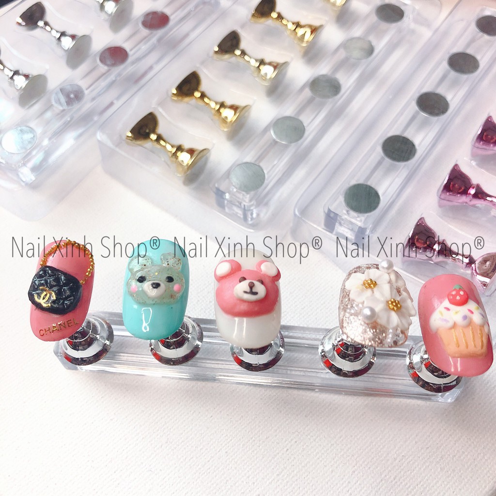 Set 5 đế gắn móng giả tập sơn vẽ nail. trang trí móng (giá đỡ móng giả tập vẽ nail)