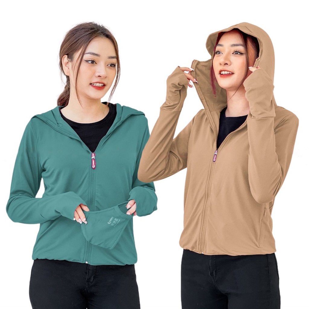 Áo chống nắng nữ 2 lớp Chất Thun Lạnh xuất dư Nhật Cao Cấp có lưới thông gió (Tặng kèm khẩu trang)