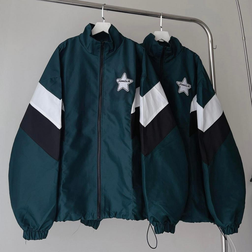 Áo Khoác Dù THÊU SAO SLOMILA STAR Tay Phối 2 Lớp Có Túi Trong Form Rộng Unisex Nam Nữ - Sutis House