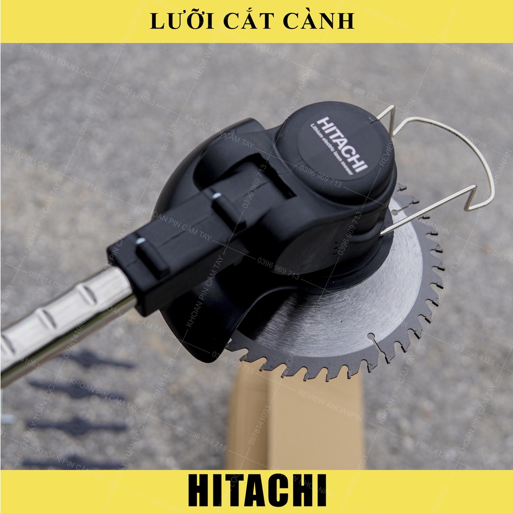 Máy cắt cỏ dùng pin Hitachi động cơ không chổi than tặng kèm nhiều phụ kiện lưỡi cắt