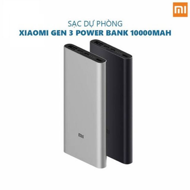 Cục Sạc Dự Phòng ⚡ CHÍNH HÃNG ⚡  XIAOMI GEN 3 10000mAh Dung Lượng Khủng, Sạc Cực Nhanh, Giá Cực Tốt