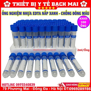Ống nghiệm Nhựa EDTA Chống Đông Máu Nắp Xanh 100 Ống