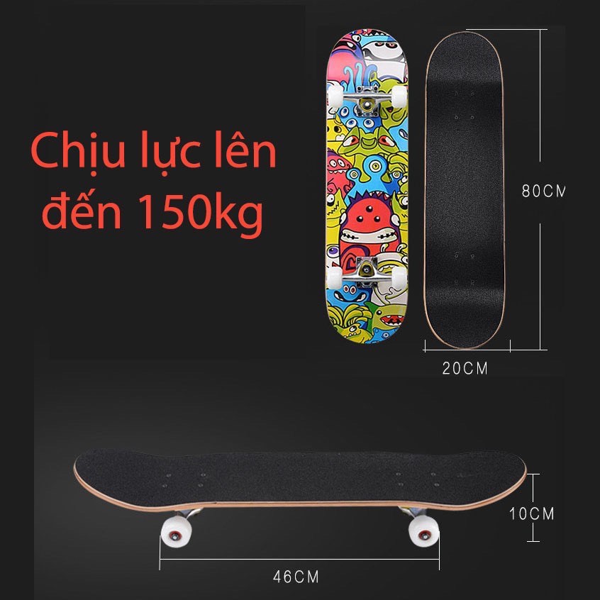 Ván trượt thể thao - Skateboard gỗ phong 7 lớp, mặt nhám.