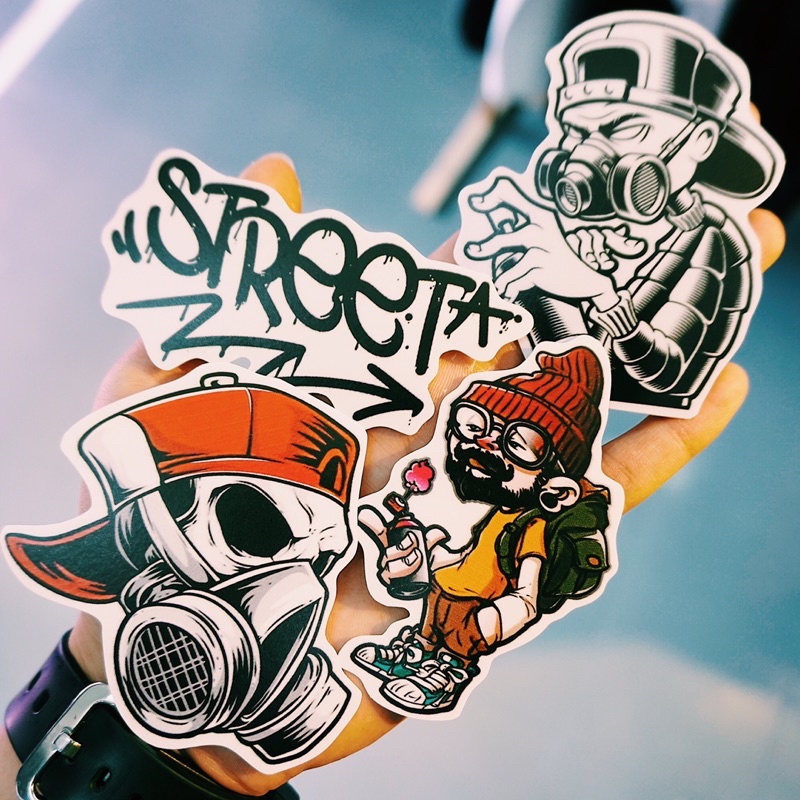 Sticker Graffiti chống nước, hình dán mũ bảo hiểm, dán xe, điện thoại, laptop – Nghiện Sticker