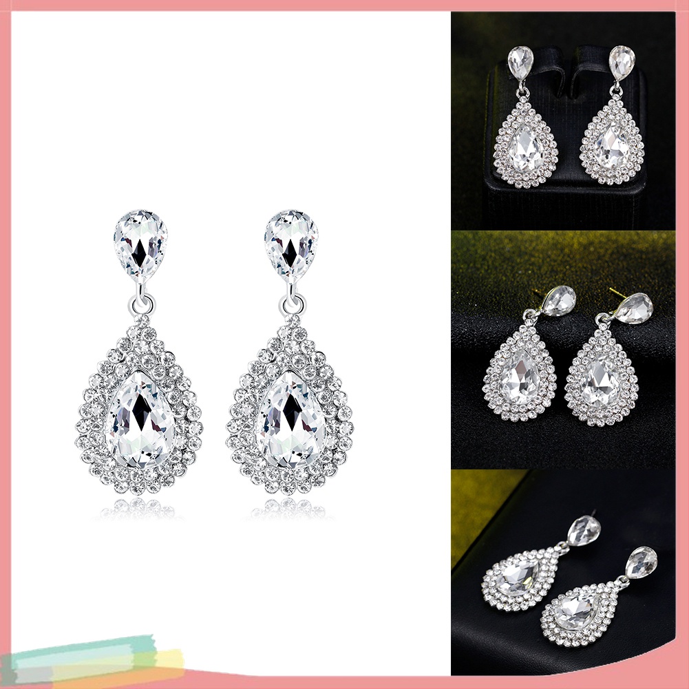 Đôi Khuyên Tai HìNh GiọT NướC ĐíNh Kim Cương Giả Sang TrọNg ThờI Trang Cho Nữ