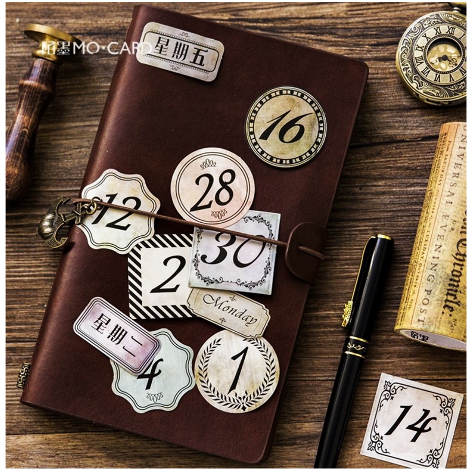 Hộp 45 tờ sticker Vintage sáng tạo dùng để trang trí sổ tay Juornal