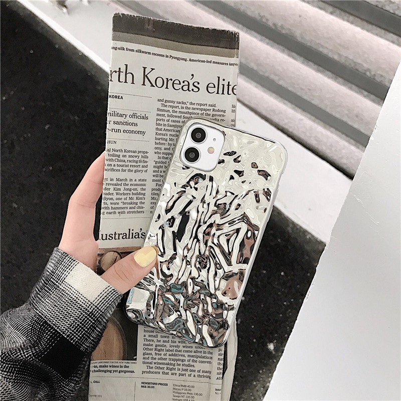 Ốp Điện Thoại Silicon Mềm Phối Kim Loại Bạc Cho Iphone 12 11pro Max 7plus Xr Xs | BigBuy360 - bigbuy360.vn