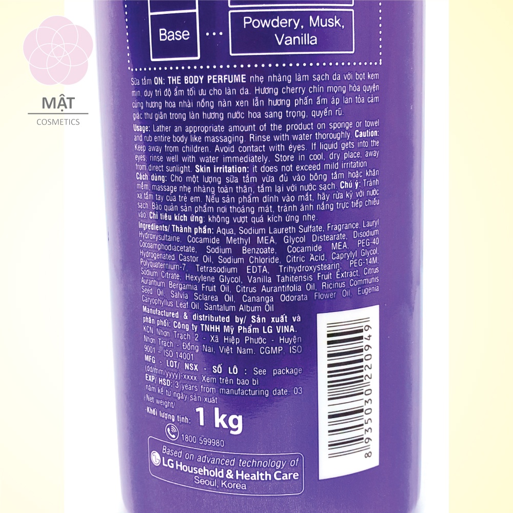 Sữa Tắm nước hoa On The Body Perfume Violet Dream 1000g