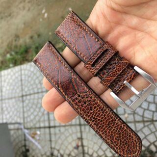 Hàng may tay-Dây đồng hồ da đà điểu (handmade 100%)