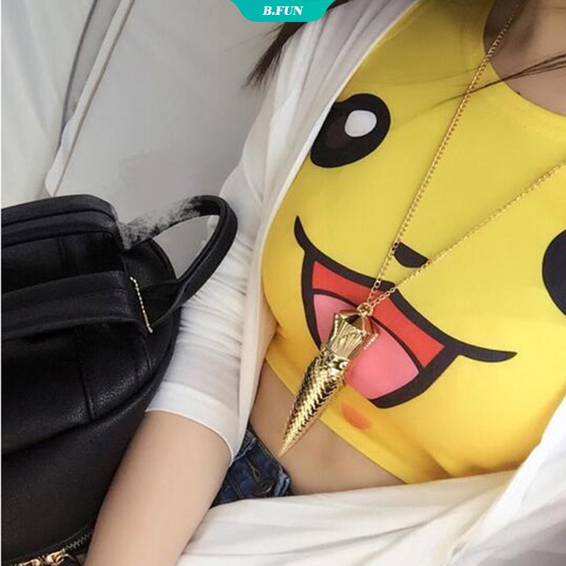 Áo Croptop Sát Nách Chất Liệu Cotton Pha Lê In Hoạt Hình Pokemon Thời Trang Mùa Hè Cho Nữ