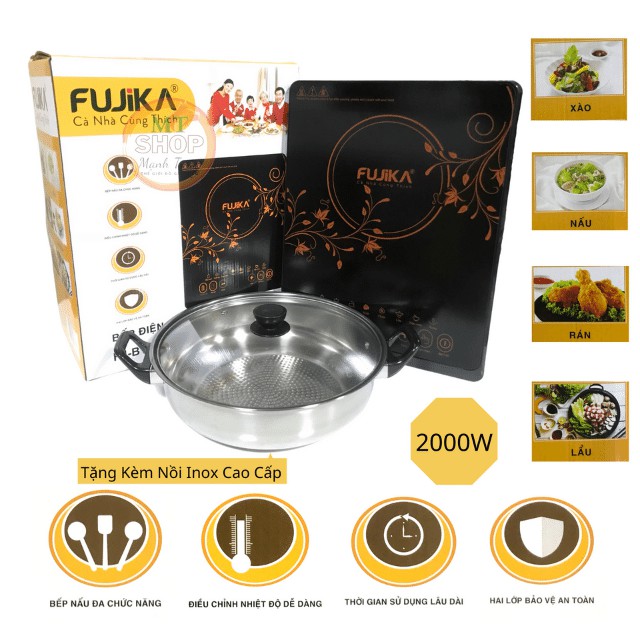 Bếp Điện Từ Đơn Fujika/Media 2000W Cảm Ứng Tặng Kèm Nồi Lẩu INOX Chính Hãng Nhập Khẩu - MT Shop
