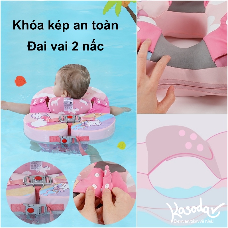 Phao nách không bơm hơi chống lật Mambobaby phao cho bé 8 tháng - 3 tuổi có đai đũng