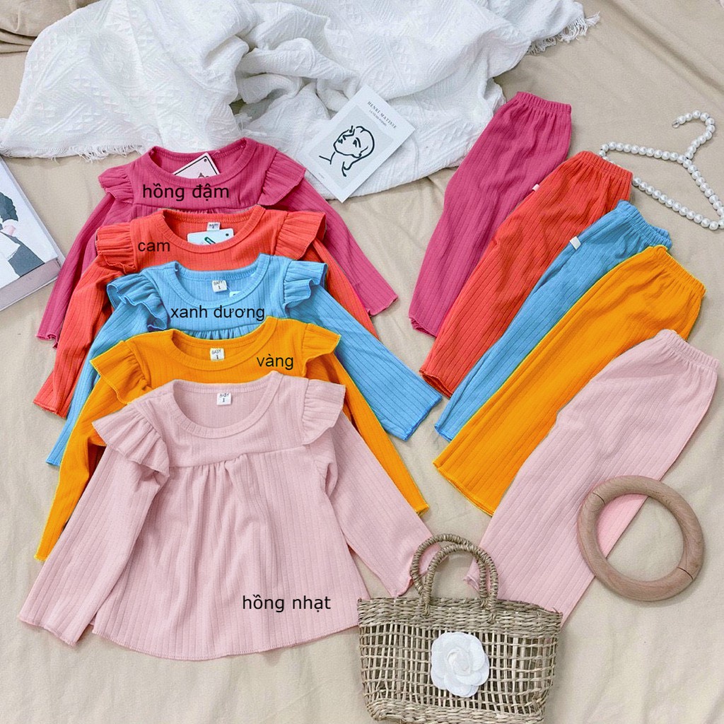 Đồ bộ quần áo dài tay cho bé gái chất len đũa AM771 TTR81