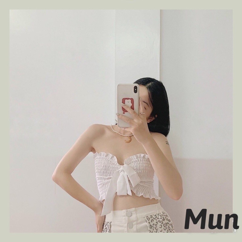 [ BAO GIÁ SHOPEE ] Áo Ống Nhún Cột Nơ Phía Trước Siêu Xinh - Áo Croptop