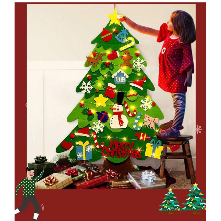 [HÀNG HOT] Cây Thông Noel Bằng Vải Nỉ Gắn Tường, Gắn Lên Kính Trang Trí Giáng Sinh Cực Đẹp