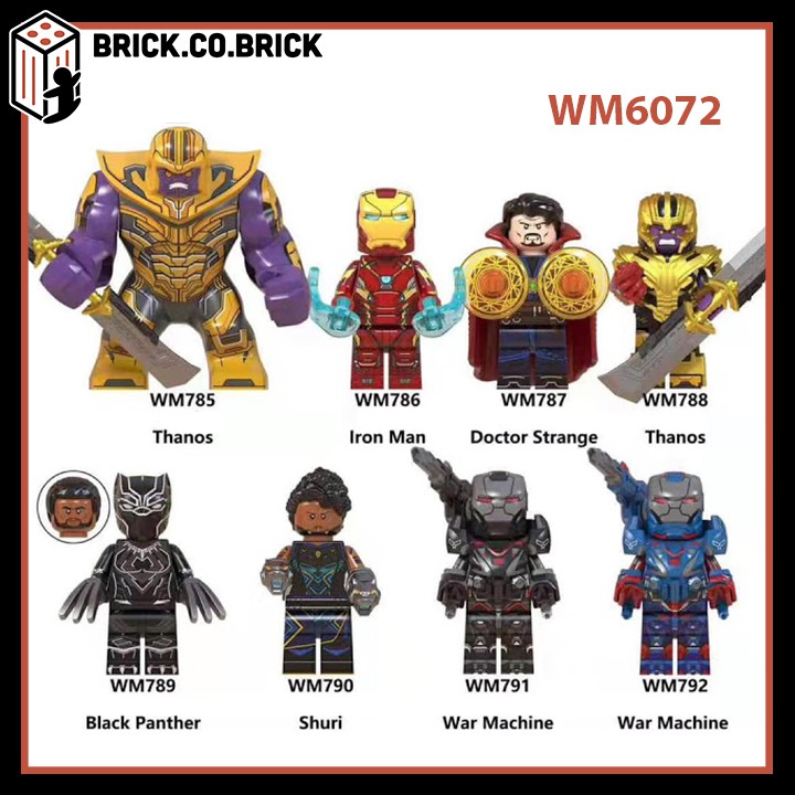 WM6072 -  Đồ chơi lắp ráp mô hình non lego và minifigure siêu anh hùng: thanos, doctor strange, iron man, war machine.