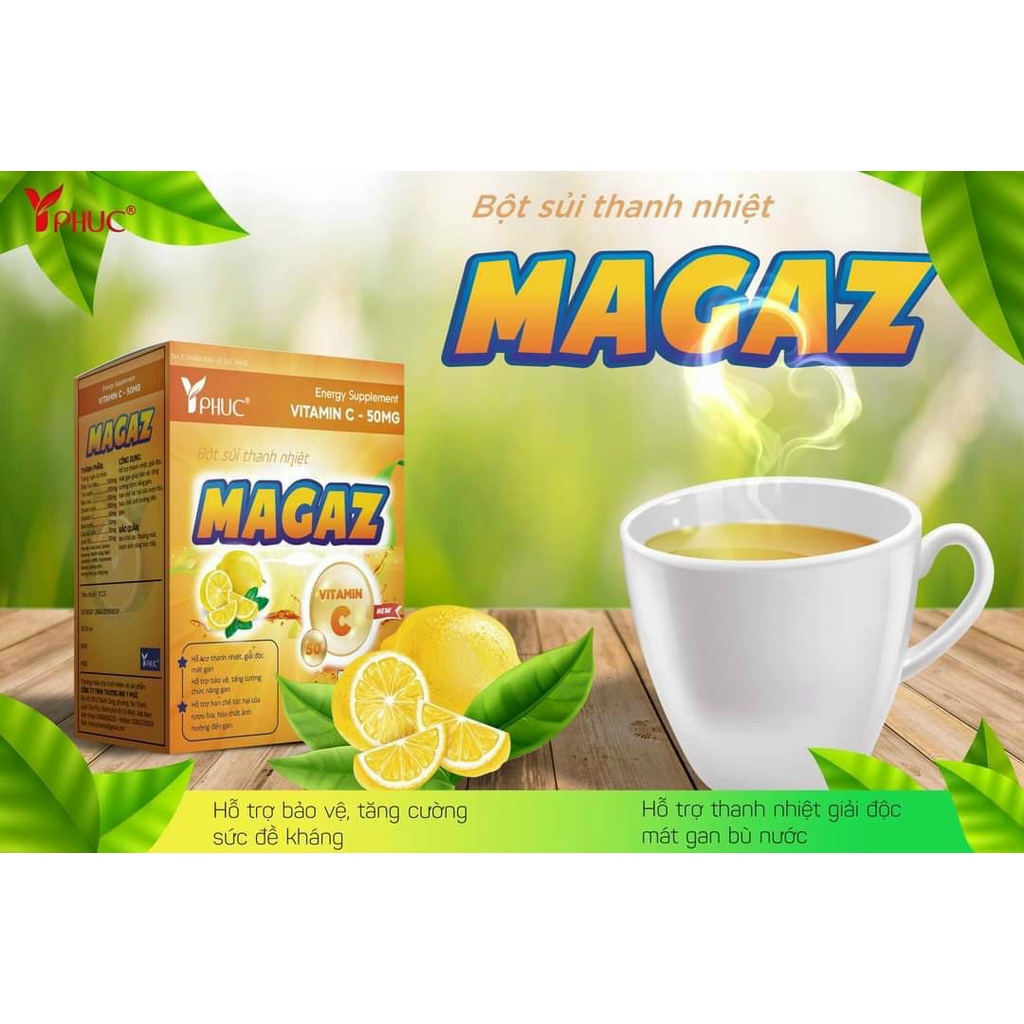 Bột thanh nhiệt Magaz  - giảm nhiệt miệng, bổ sung vitamin C - Vitamin C 50mg Hộp 10 gói