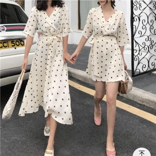 Váy chấm bi ulzzang cổ bẻ