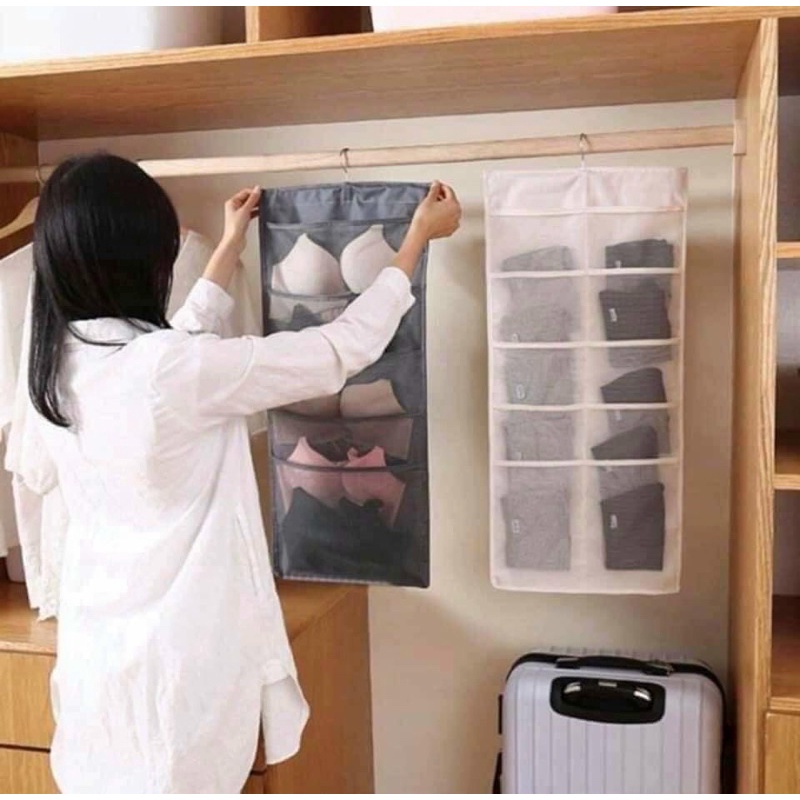 Túi Dây Treo Nhiều Ngăn (Ô) Đựng Đồ Lót, Quần Áo Lót, Tất Vớ, Đồ Dùng 2 Mặt 30 Ngăn - Có Móc Treo Đa Năng