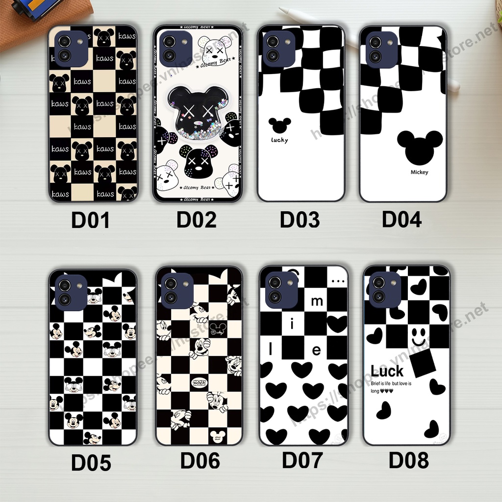 Ốp lưng Samsung A03 / A03 Core trái tim họa tiết caro, mikey họa tiết beabrick kaws cute