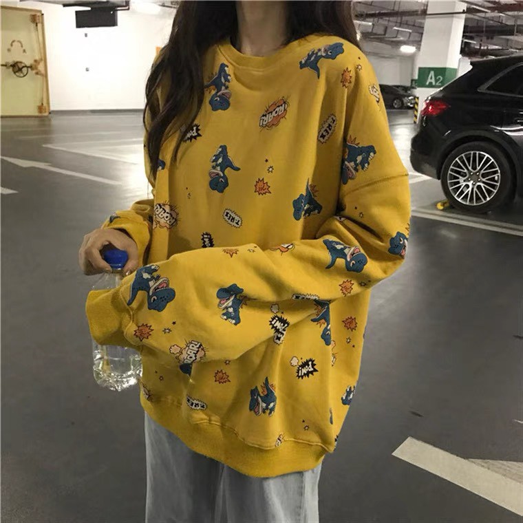 Áo sweater dáng rộng họa tiết hoạt hình cute, Áo phông Hàn Quốc siêu xinh