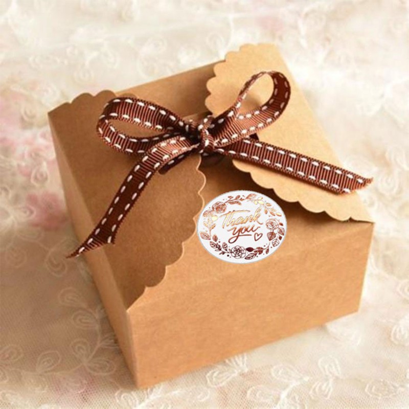Cuộn 500 nhãn dán hình tròn in chữ Thank You trang trí hộp kẹo/hộp quà xinh xắn độc đáo