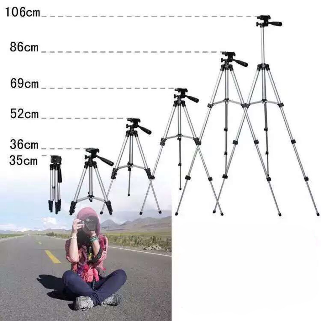 Gậy chụp hình Tripod 3110, 3120 tặng túi dây rút và kẹp điện thoại máy ảnh chụp hình sản phẩm live tream kèm remote