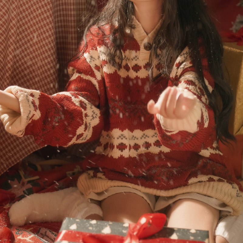 Áo sweater dệt kim dáng rộng thời trang thu đông phong cách Hàn Quốc cho nữ