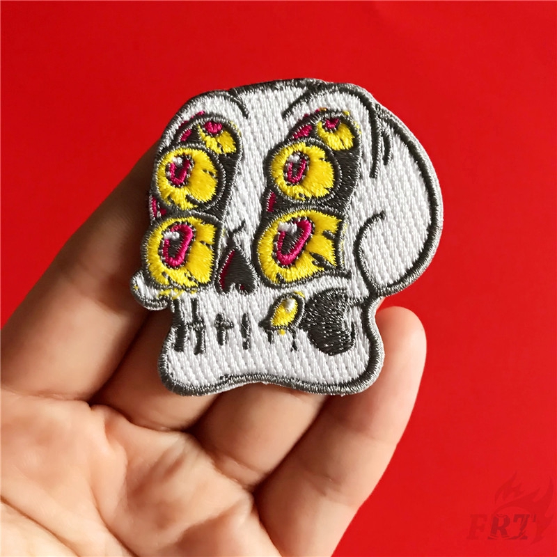 1 Sticker Ủi Thêu Hình Đầu Lâu Phong Cách Harajuku