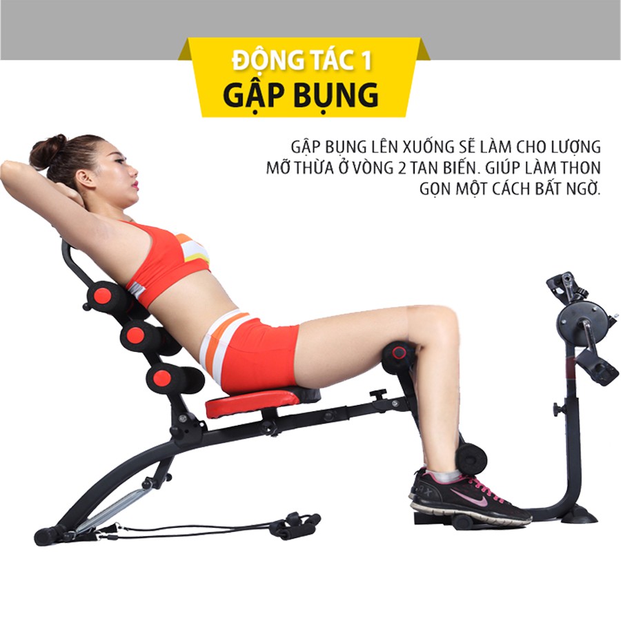 Máy Tập Bụng Đa Năng New Six Pack Care Có Đạp Xe 2021 Giảm Mỡ Bụng + Kèm Máy Massage Chạy Pin