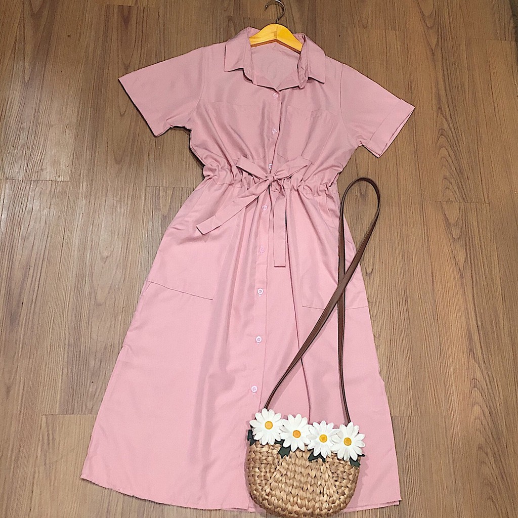 [ẢNH THẬT CUỐI] DM048 - Đầm Maxi Sơ Mi Hồng | BigBuy360 - bigbuy360.vn