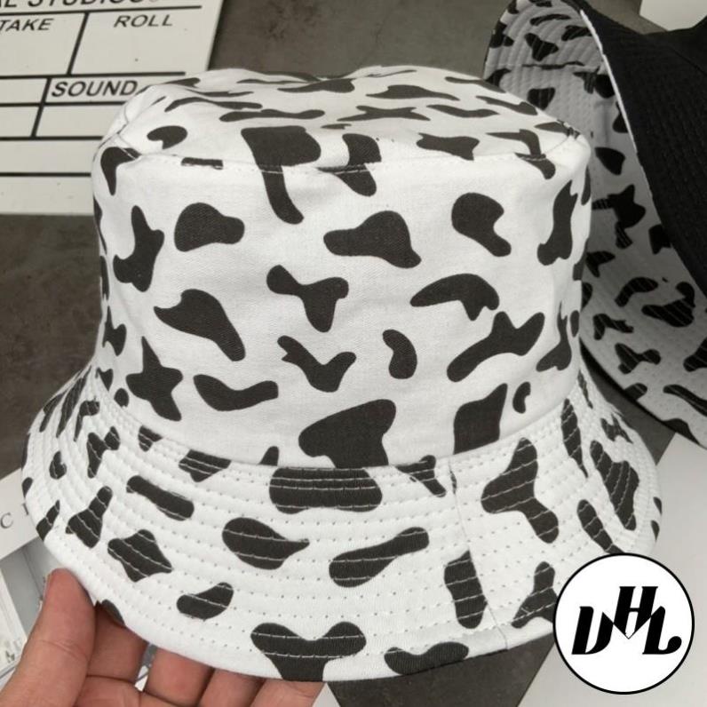 Mũ Bucket Bò Sữa Nón Tai Bèo in Trắng Đen Phong Cách Nam Nữ