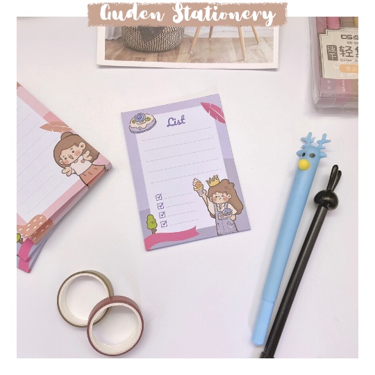 Giấy note cô gái dễ thương 2 - giấy ghi chú dễ thương - Guden Stationery