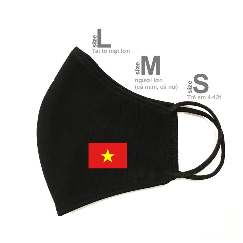 Khẩu trang in cờ Việt Nam - chất liệu cotton cao cấp mềm mỏng thoáng khí