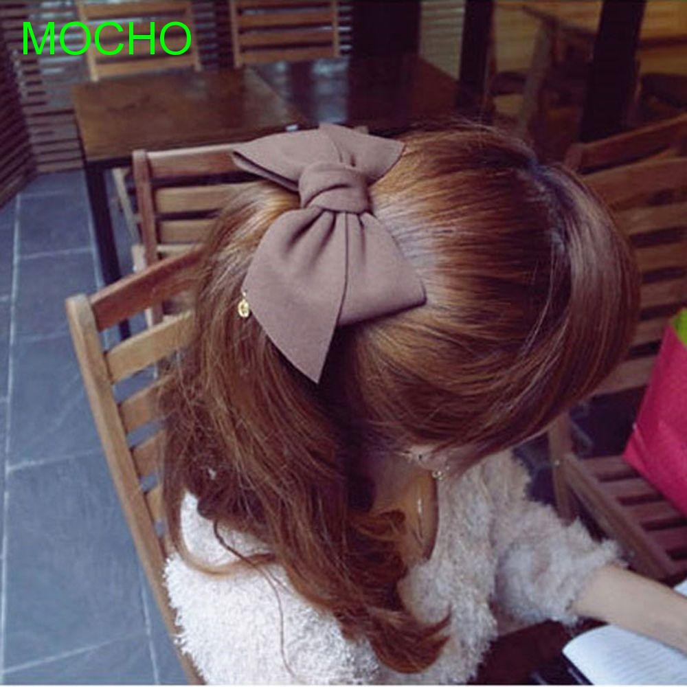 Kẹp tóc nơ màu trơn đơn giản cho bạn nữ