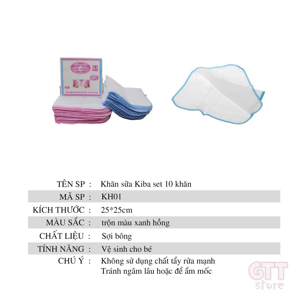Khăn xô sữa cho bé Kiba 2 3 4 lớp cao cấp vệ sinh rửa mặt siêu mềm mịn an toàn thân thiện với trẻ KS01 BamBee Mart