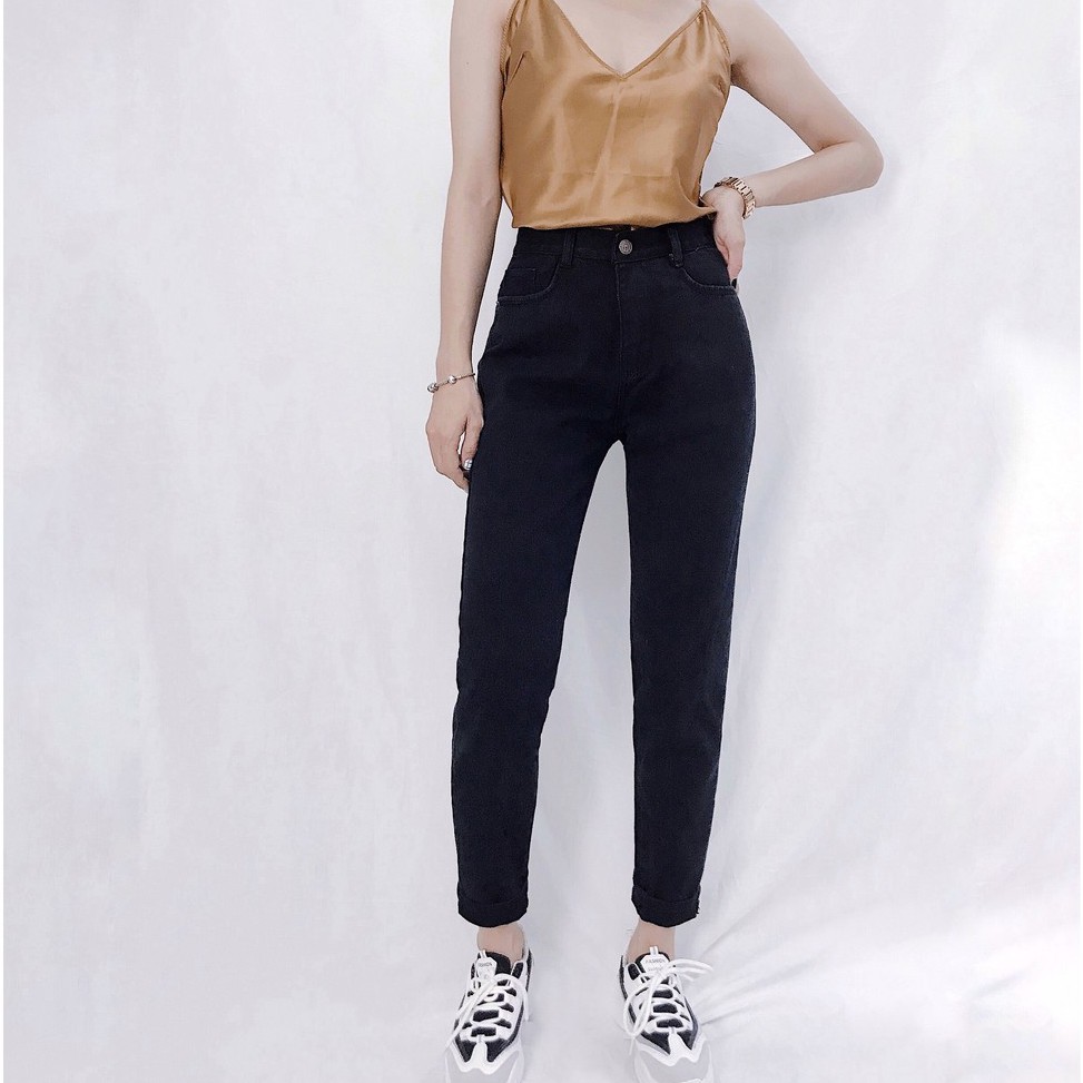 [Mã WASTMAY giảm 15% tối đa 30K đơn 150K] [Bigsize 26-36] Quần Baggy Đen Basic Trơn Lưng Cao, Không Giãn | BigBuy360 - bigbuy360.vn