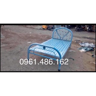 Giường Sắt khung tròn - ngang 1m2 dài 2m - freeship hcm