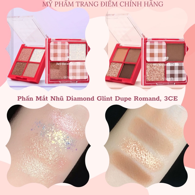 Phấn Mắt Nhũ Diamond Glint Dupe 3CE - Màu Mắt Kim Tuyến Lấp Lánh Eyeshadow Palette